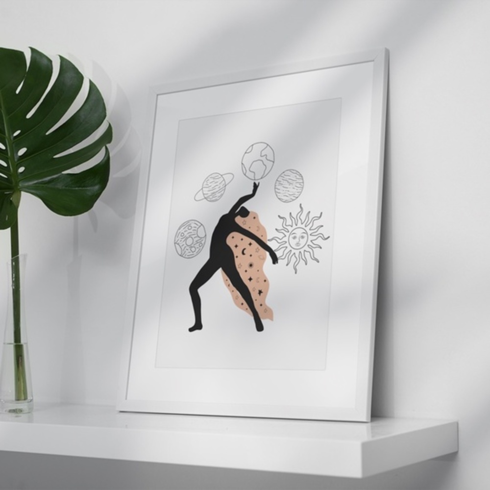 Wall Art Bohemian Woman Silhouette Celestial Print Poster Illustration Unframed - Picture 4 of 6